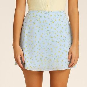 Wild Fable Light Blue Floral Mini Skirt Size Medium